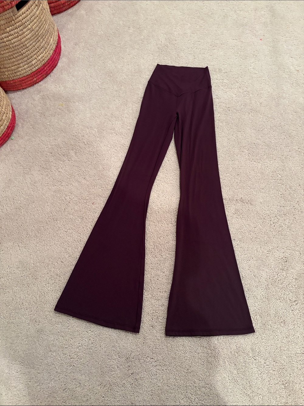 aerie High-Waist Flare Pants in Deep Plum